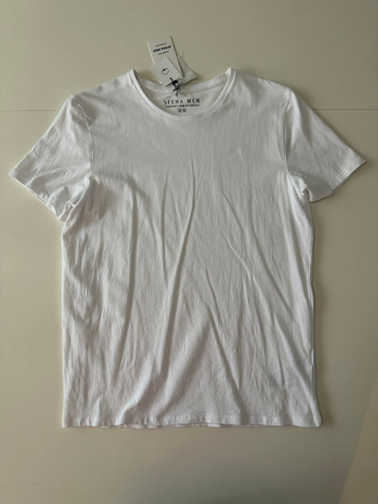 Playera blanca basica, Talla M, Slim Fit, Hombre