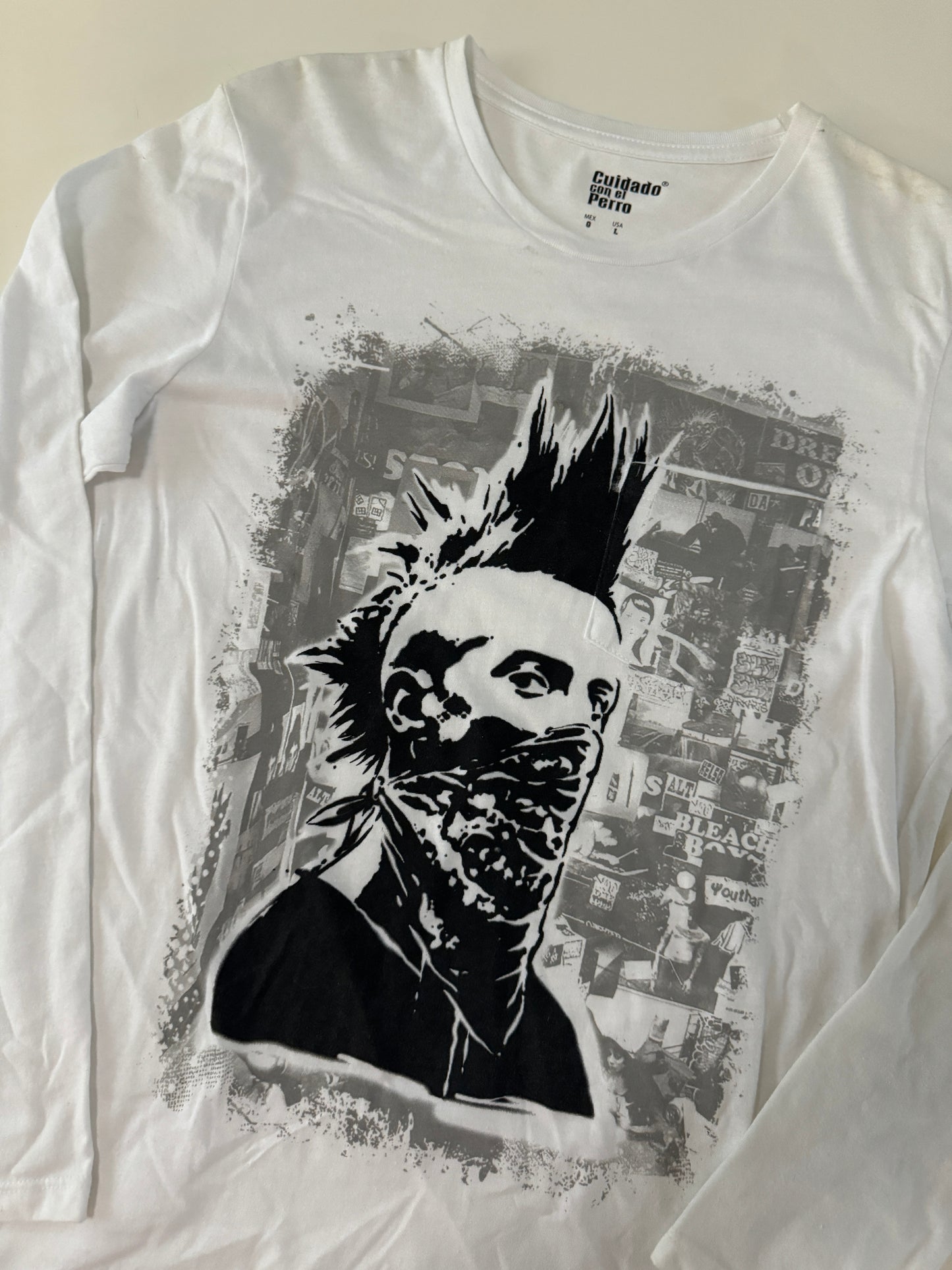 Playera manga larga, estampada, Talla L, Hombre