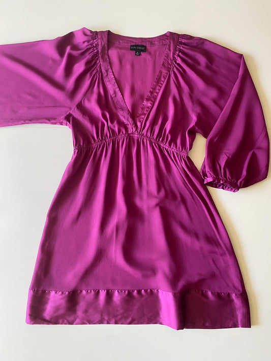 Vestido manga larga fucsia, Talla M, Mujer