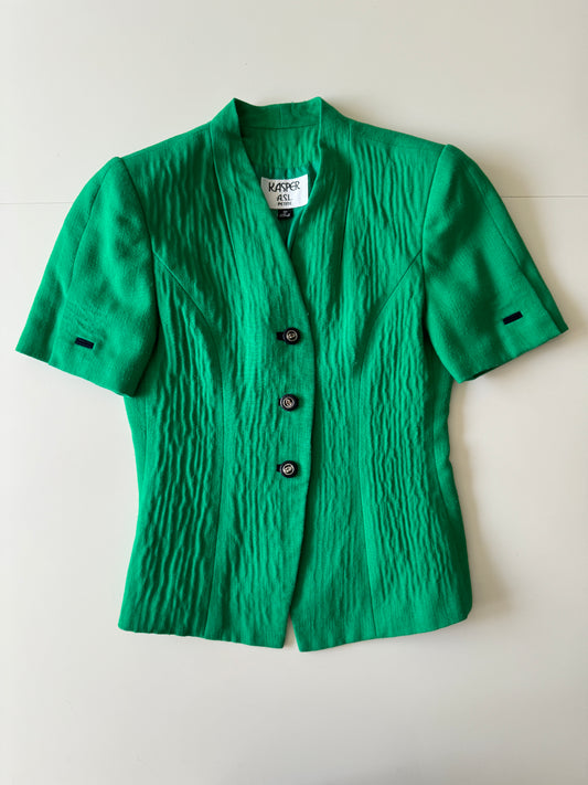 Blazer verde, manga corta, Talla 8P, M, Mujer
