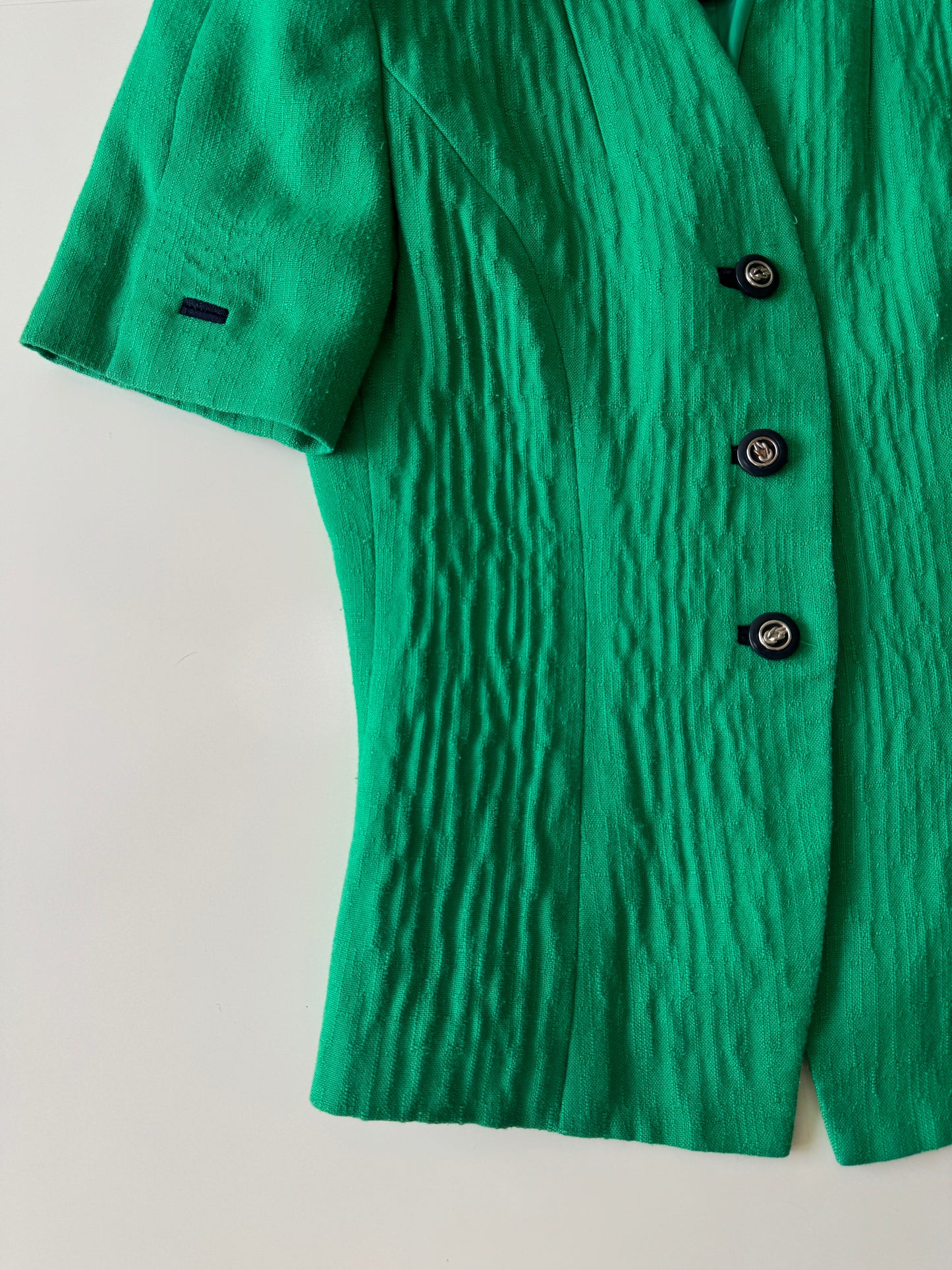 Blazer verde, manga corta, Talla 8P, M, Mujer
