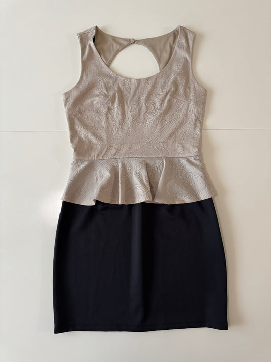 Vestido con pepplum beige, Talla L, Mujer, Sweet Storm