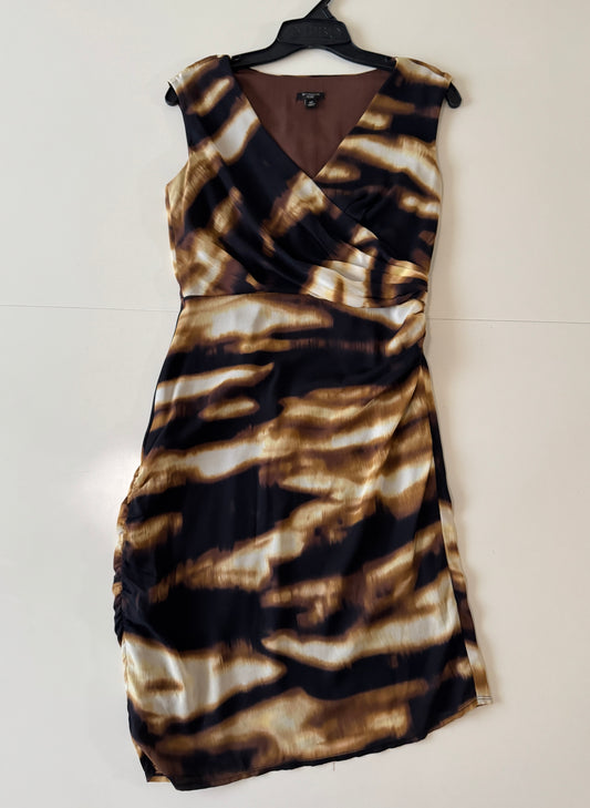 Vestido animal print cafe, Talla 4P, S, Mujer, Ann Taylor Petite