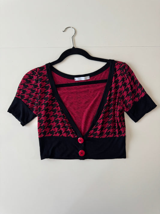 Bolero rojo de pata de gallo, Talla S, Mujer, Charlotte Russe