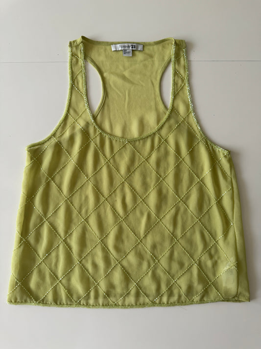Top bordado verde limon, Talla S, Mujer