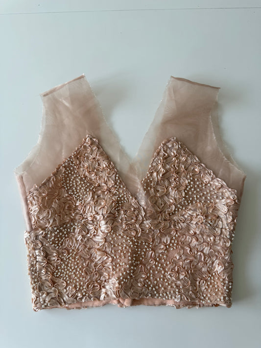 Crop top de encaje, Talla XS, Mujer