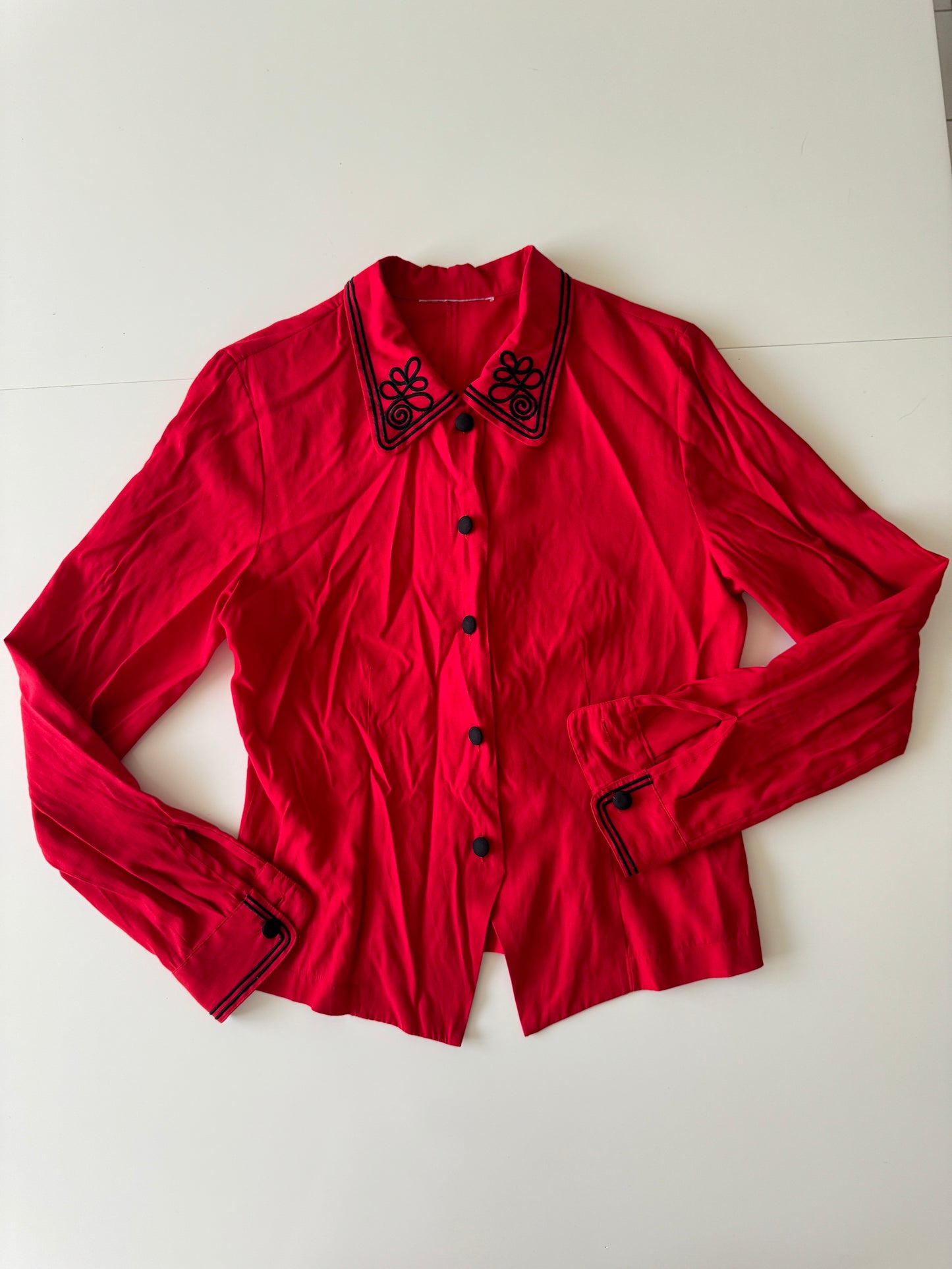 Camisa roja vintage, Talla S, Mujer