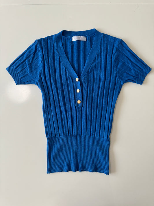 Blusa de punto azul, Unitalla, Mujer