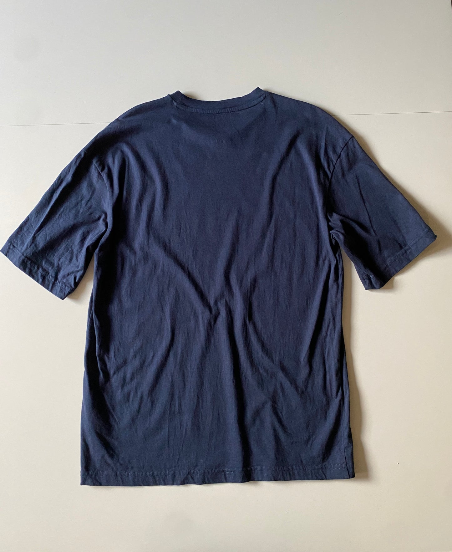 Playera lisa azul marino, corte relajado, Talla XS, Hombre