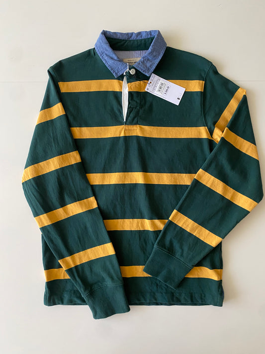 Camisa Polo manga larga y cuello de mezclilla, Talla S, Hombre