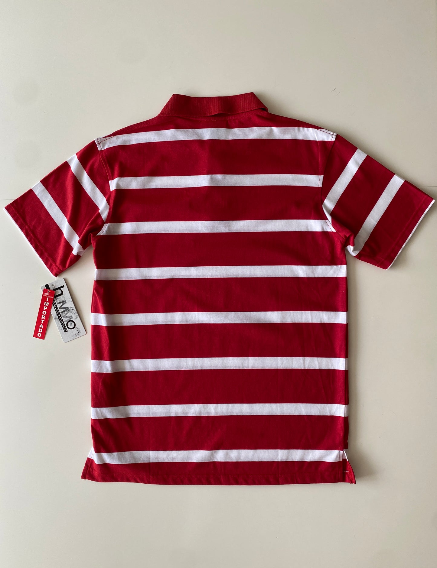 Polo roja a rayas blancas, Talla S, Hombre