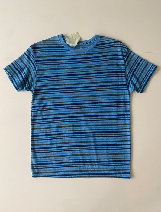Playera azul rayas, Talla M, Hombre