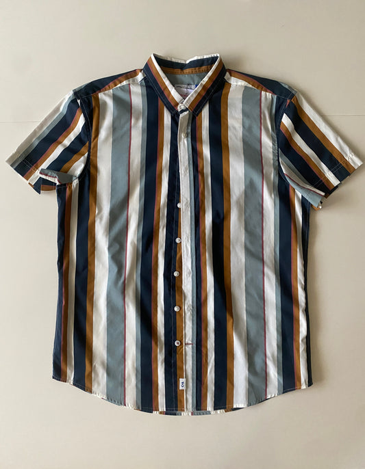 Camisa rayas manga corta, Talla M, Hombre