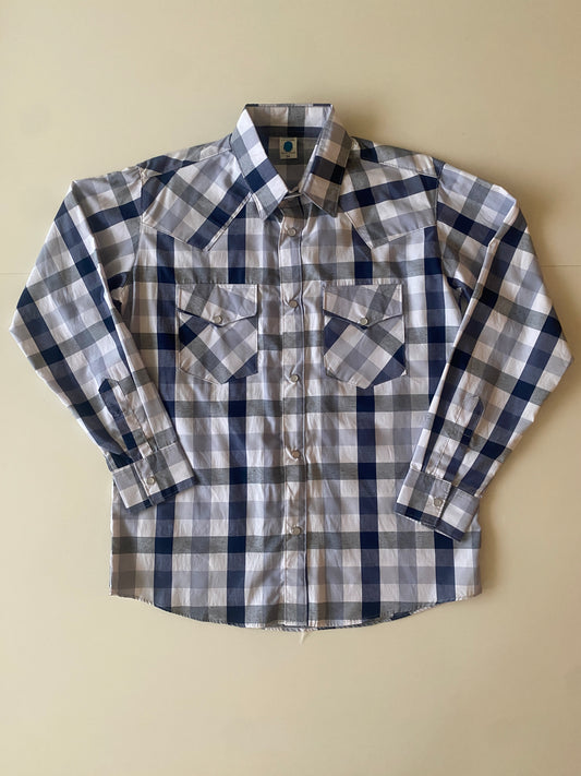 Camisa vaquera de cuadros grises, Talla M, 34, Hombre