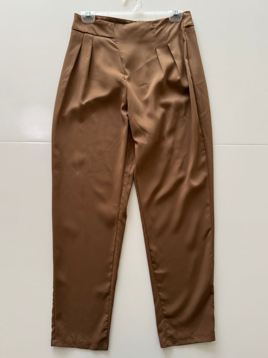 Pantalones de pinzas cafes, Talla M, 6Usa, Mujer, Shein