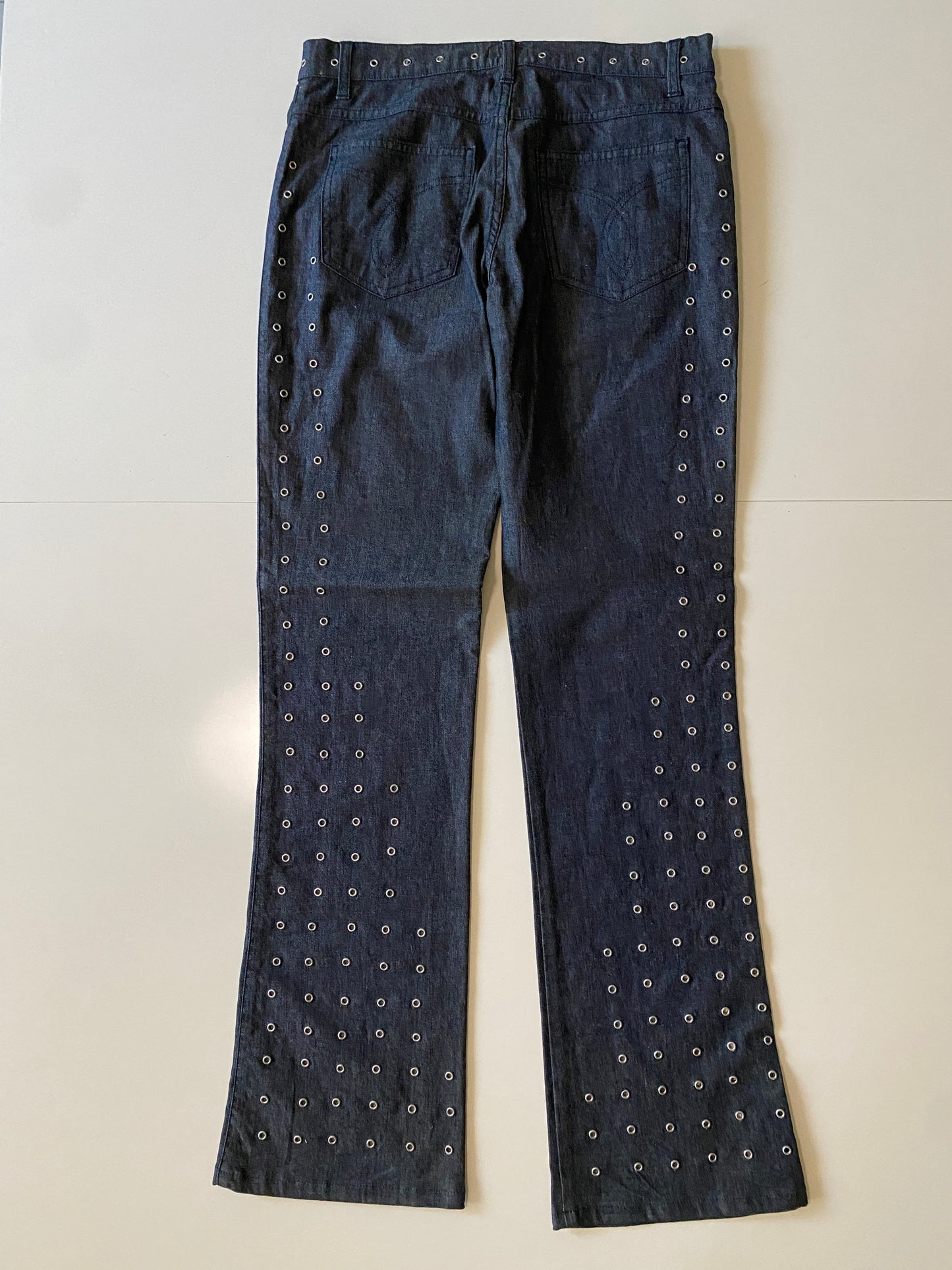 Jeans con ojales decorativos, Talla w 27, l 32, Mujer