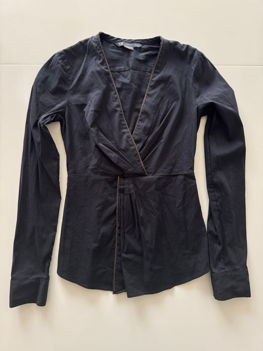 Blusa negra cruzada, Talla Xs, Mujer, A/X Armani Exchange