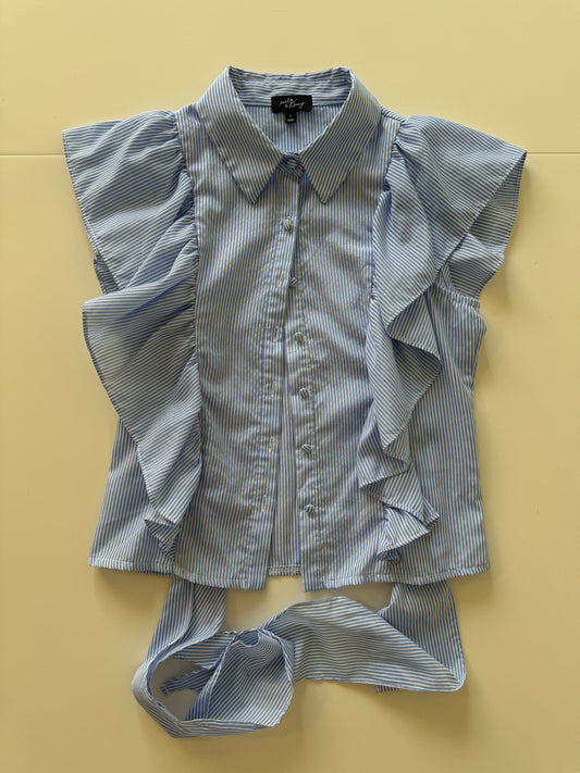 Camisa rayas con holanes, Talla S, Mujer