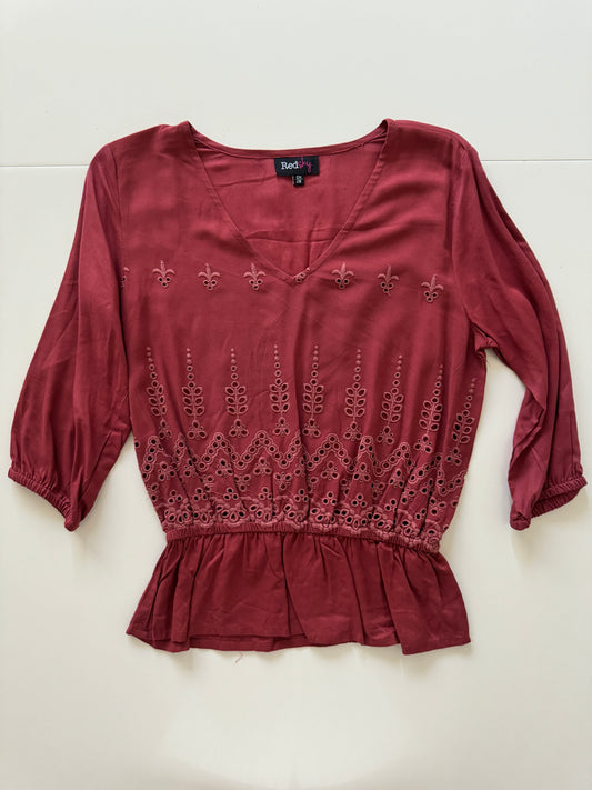 Blusa campirana con bordado, Talla S, 28, Mujer