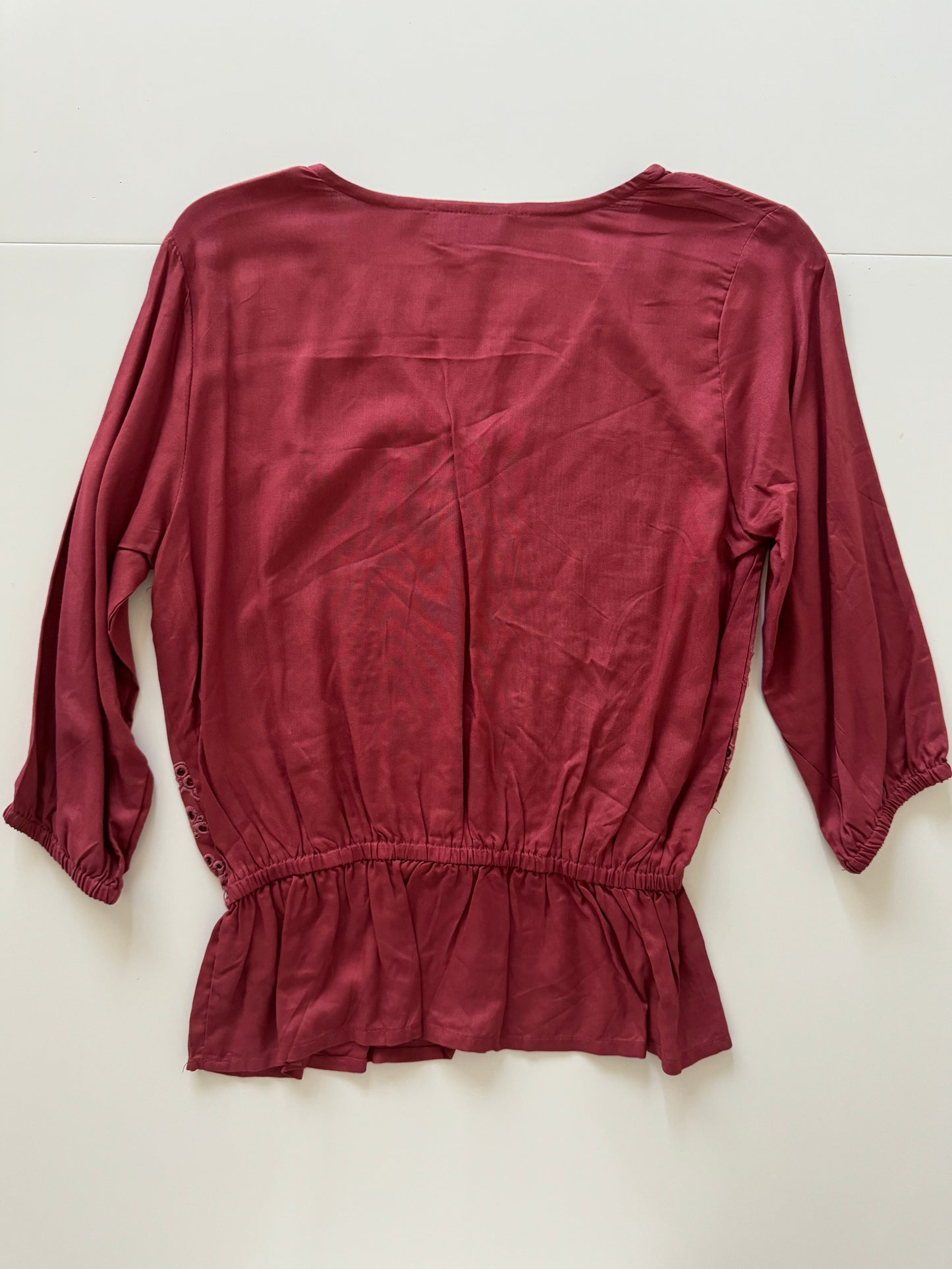 Blusa campirana con bordado, Talla S, 28, Mujer