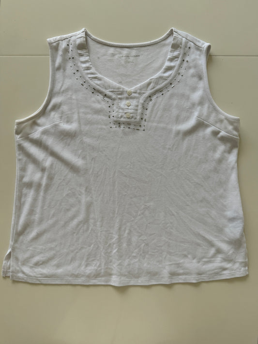 Blusa sin mangas blanca, Talla XL, Mujer