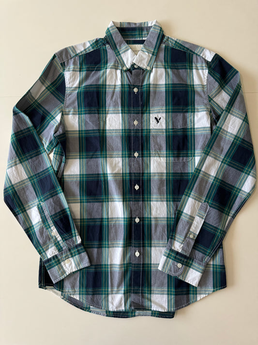 Camisa cuadros verde, Talla M, Slim Fit, Hombre