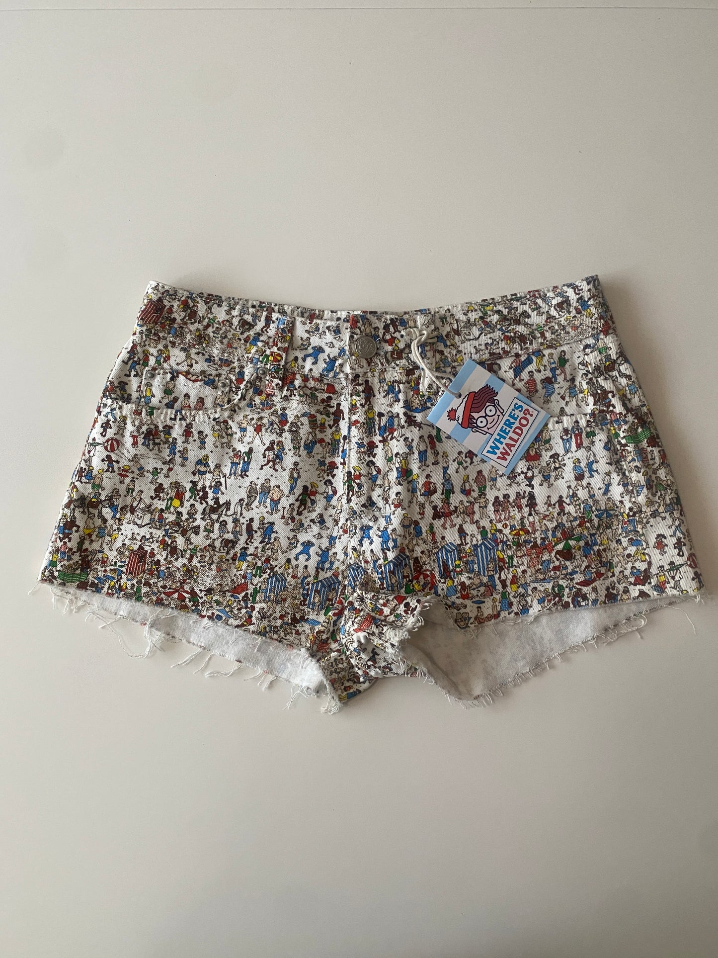 Shorts de mezclilla estampados, Talla XS, 24, Mujer