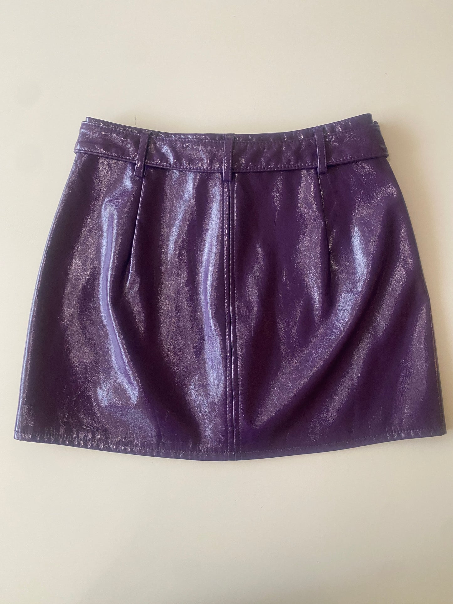 Mini falda de vinipiel morada, Talla S, Mujer