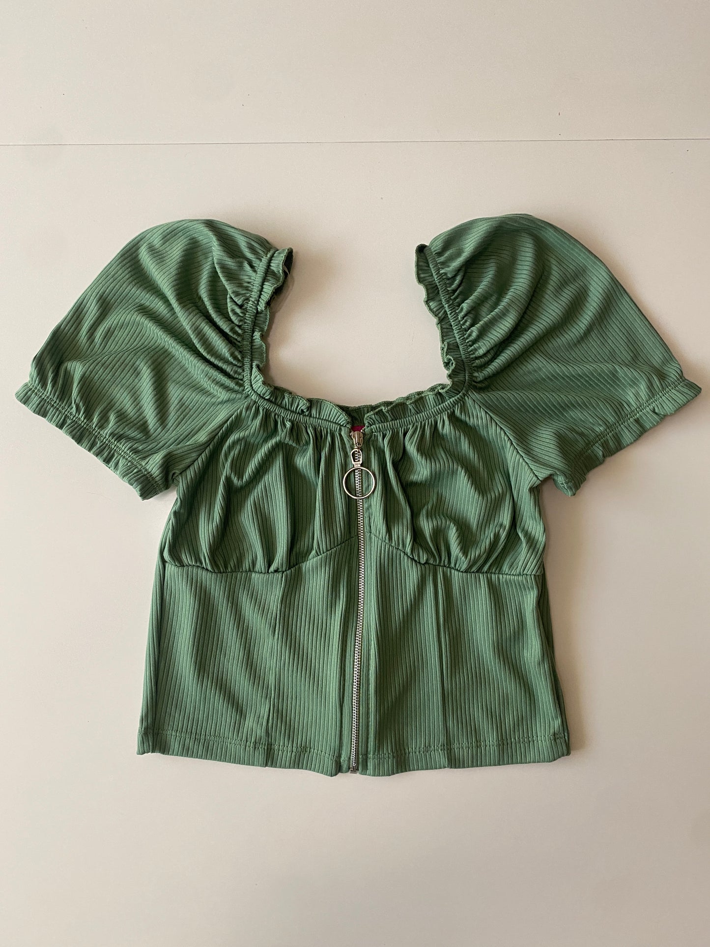 Blusa campesina verde, Talla S, Mujer