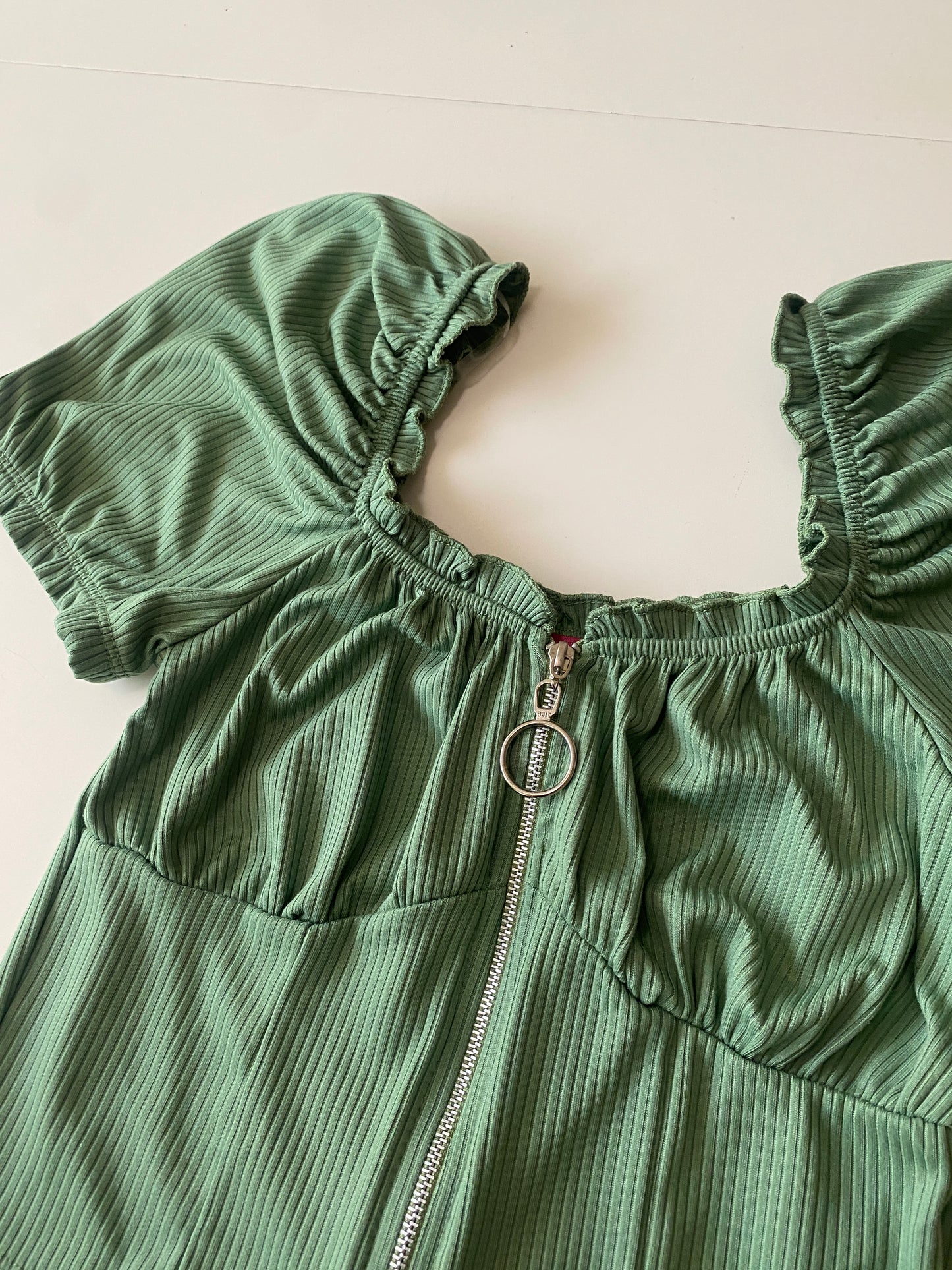 Blusa campesina verde, Talla S, Mujer