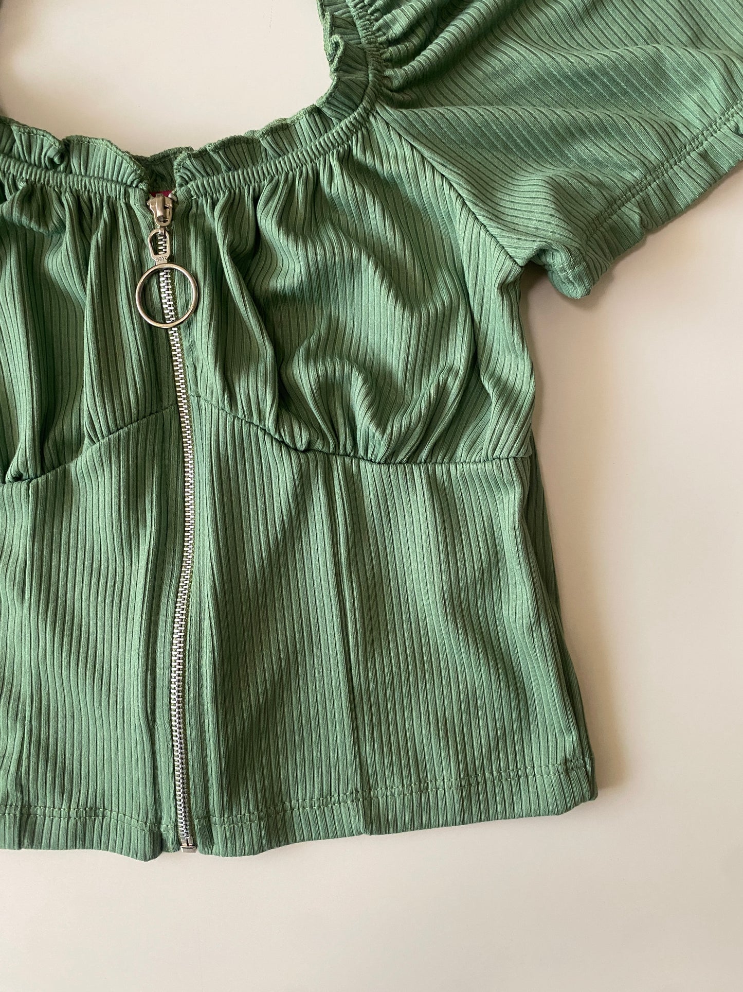 Blusa campesina verde, Talla S, Mujer