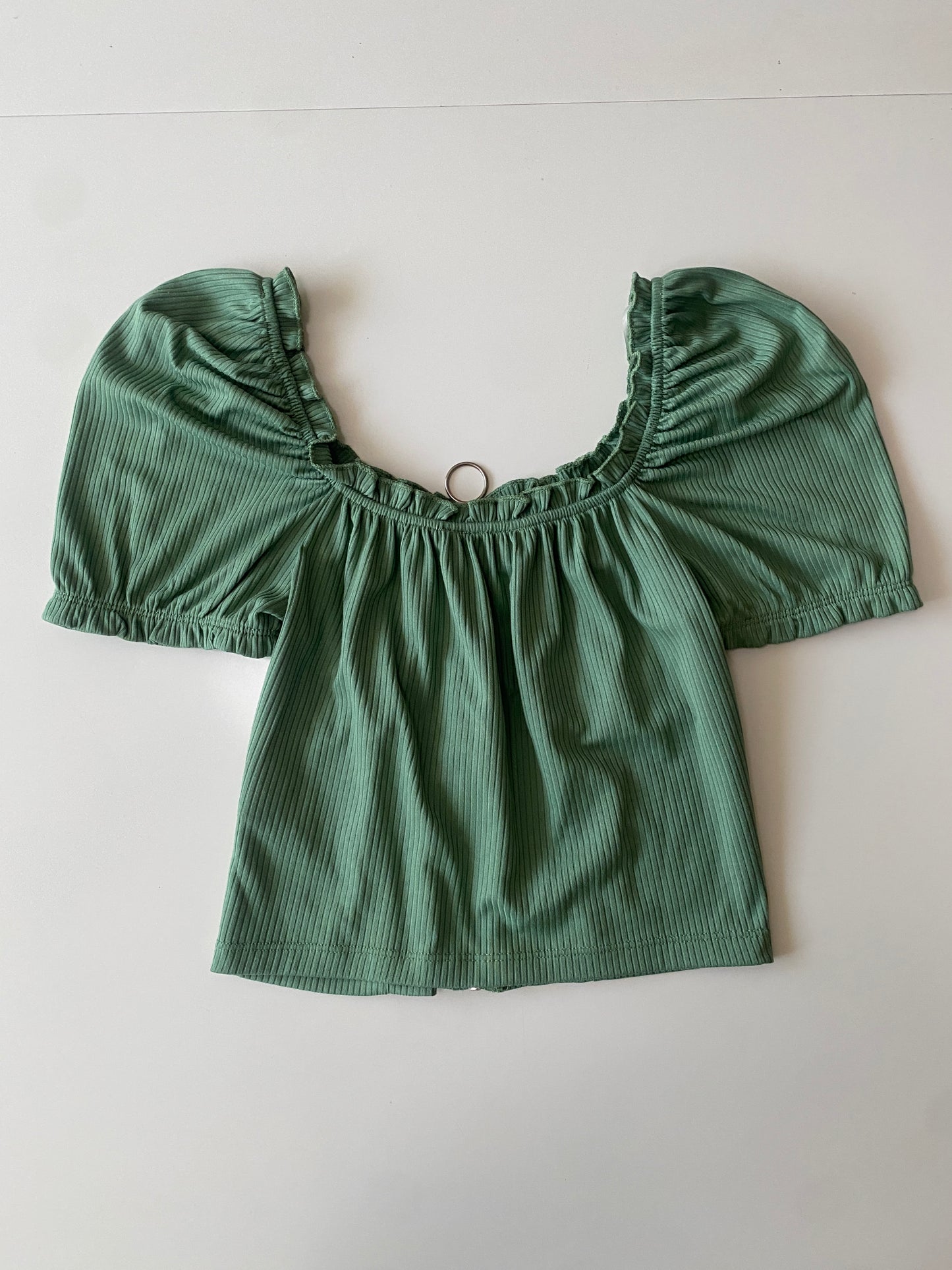 Blusa campesina verde, Talla S, Mujer