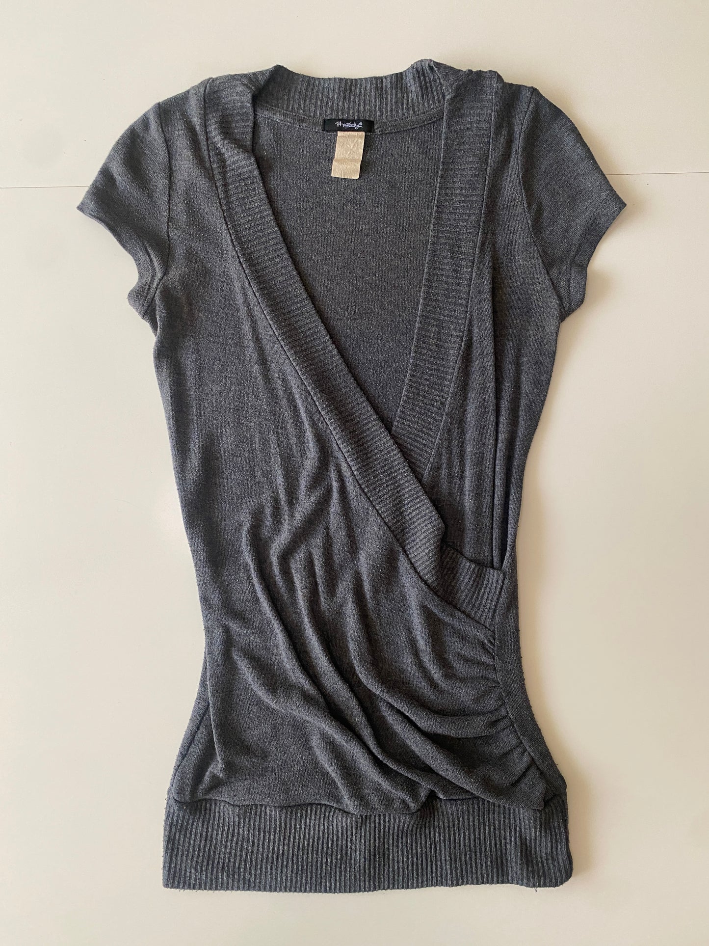 Blusa larga de punto gris, Talla S, Mujer