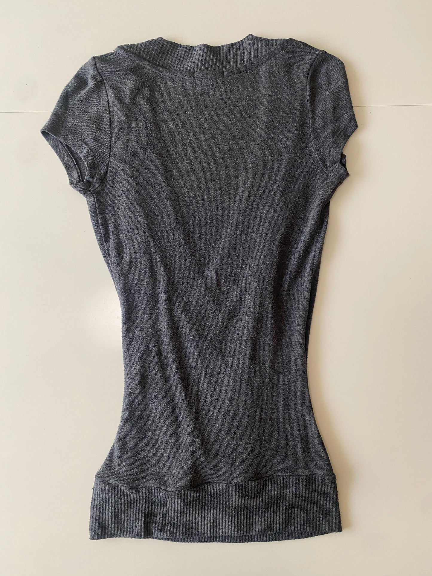 Blusa larga de punto gris, Talla S, Mujer