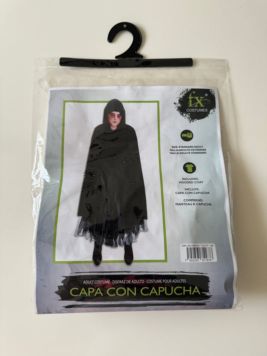 Capa negra con capucha, Unitalla, Unisex