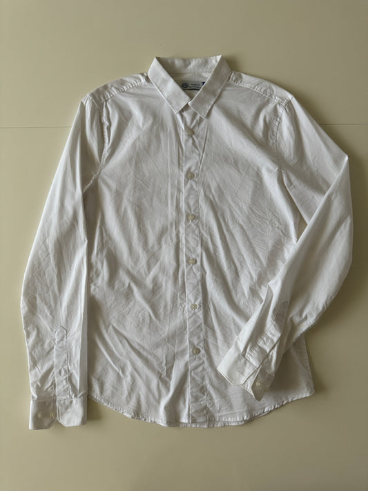 Camisa blanca de vestir, Talla S, Skinny Fit, Hombre