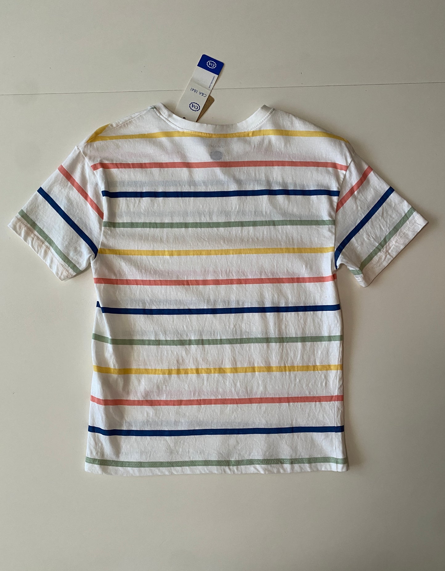 Playera blanca de rayas, Talla 9-10 años, Niño