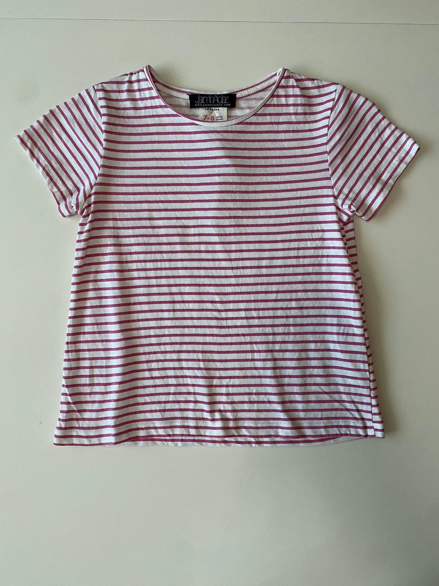 Playera rayas rosas, Talla 7-8, Niña