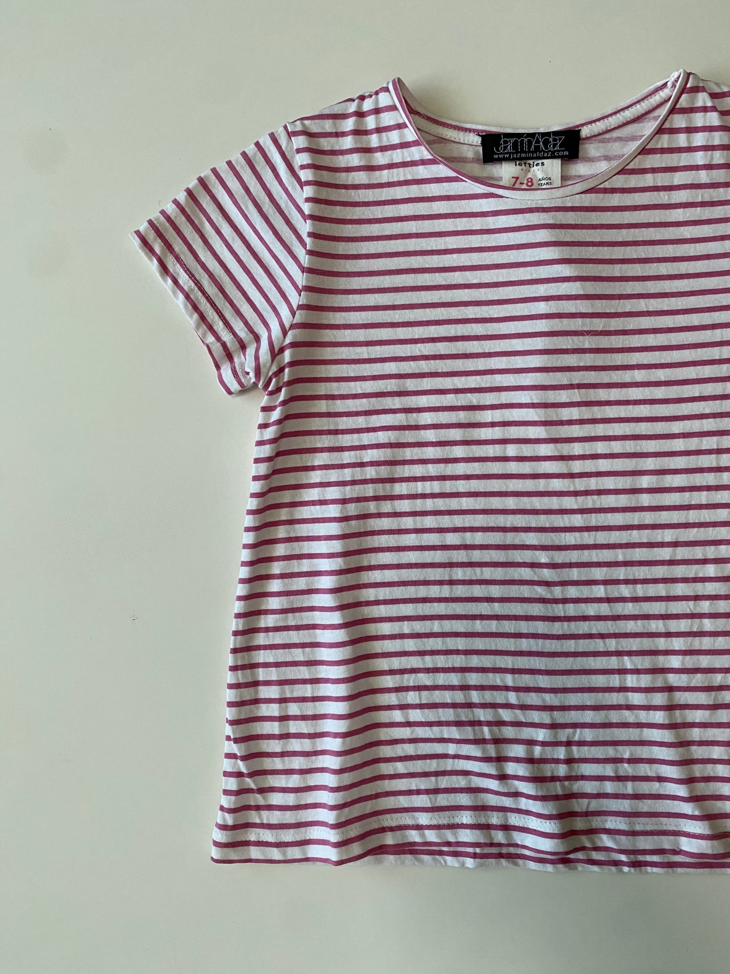 Playera rayas rosas, Talla 7-8, Niña