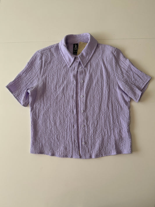 Camisa lila corta, Talla XS, Mujer