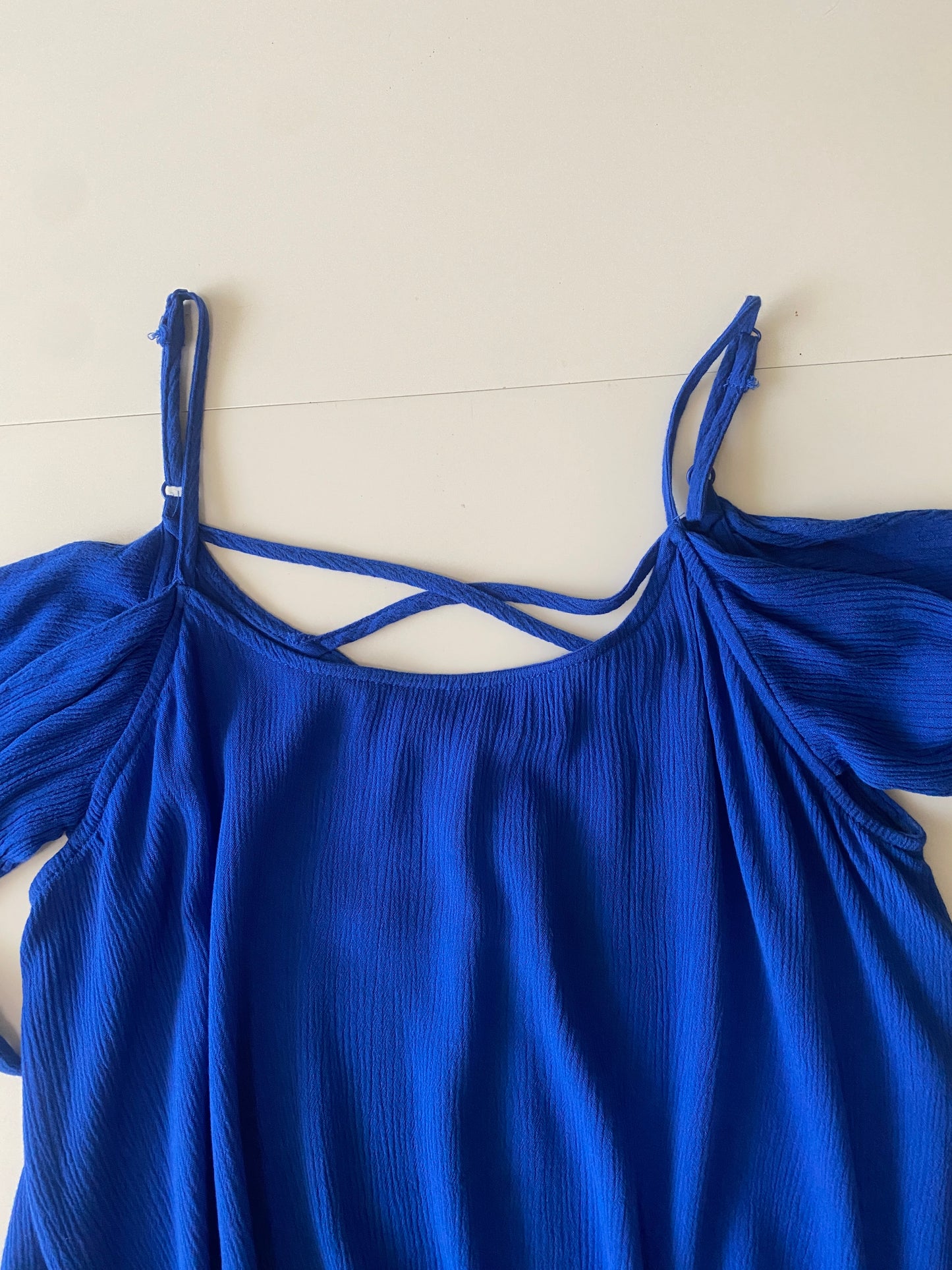 Blusa azul de tirantes, Talla S, Mujer