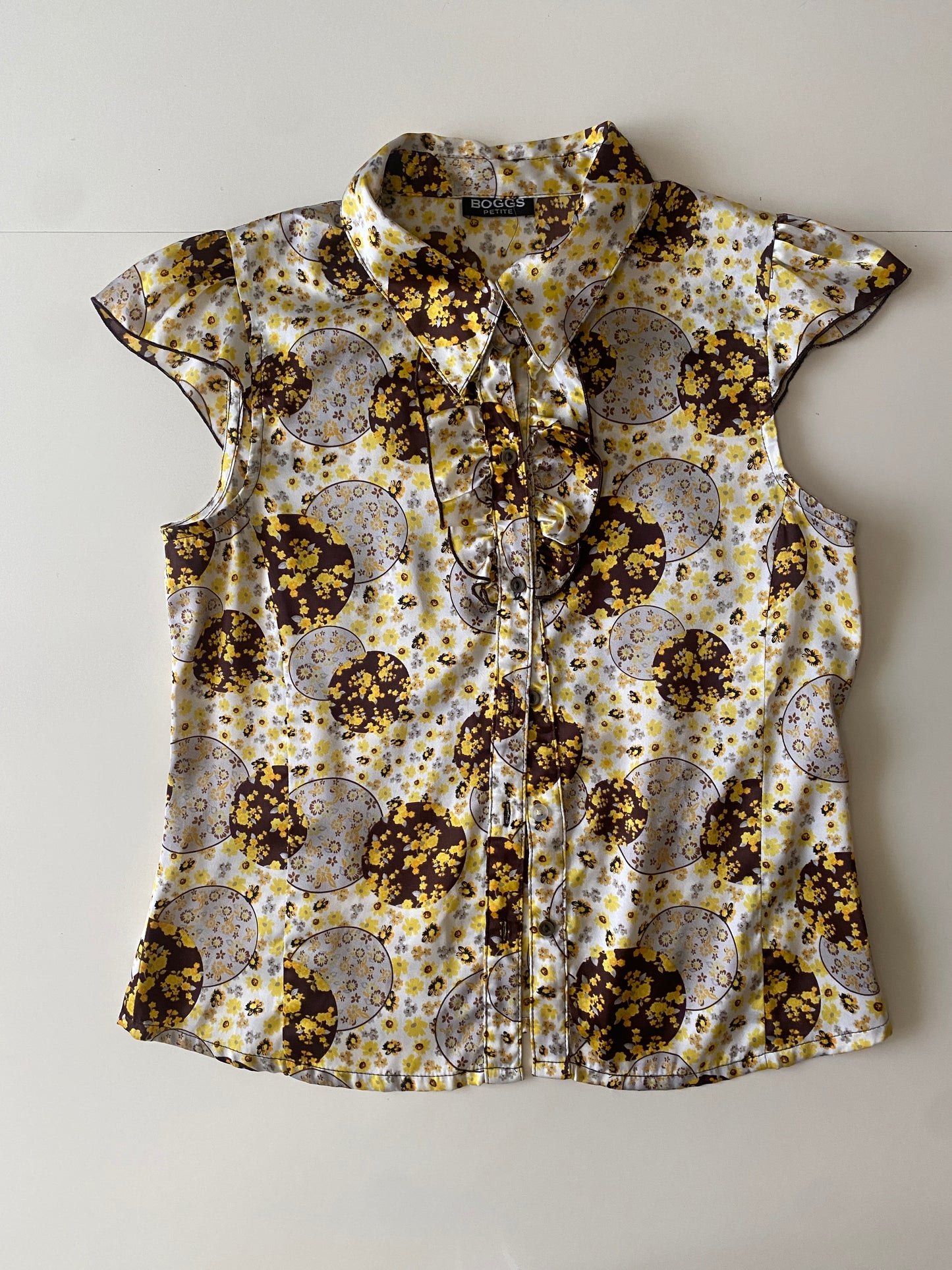 Camisa estampada de flores, Talla S/M, Mujer