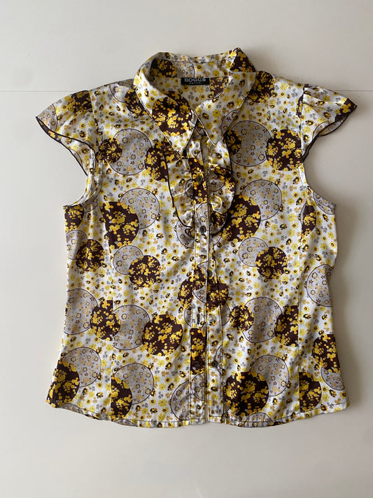 Camisa estampada de flores, Talla S/M, Mujer