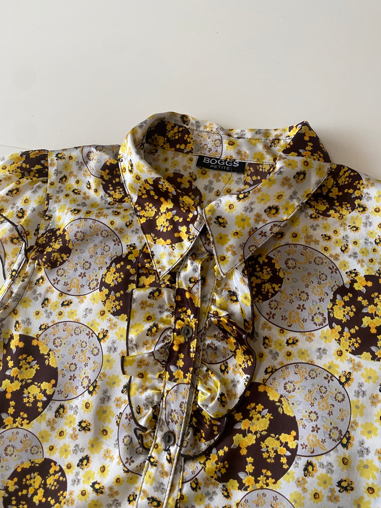 Camisa estampada de flores, Talla S/M, Mujer