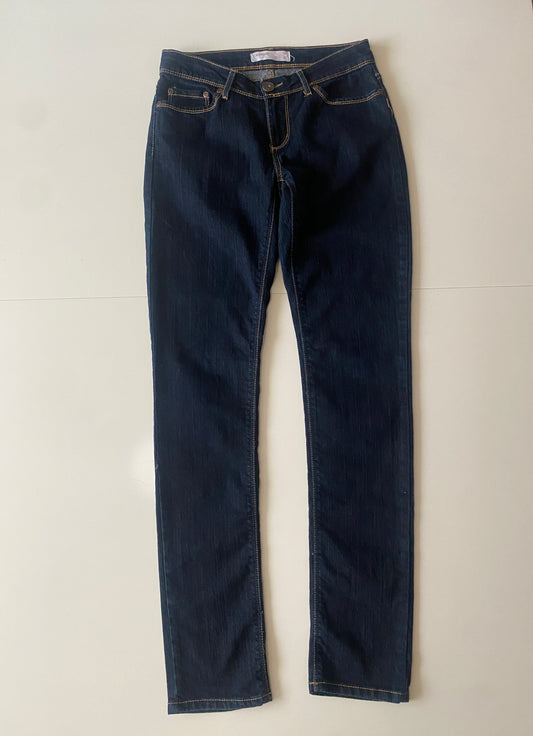 Jeans azul liso tiro bajo, Talla 5, Mujer