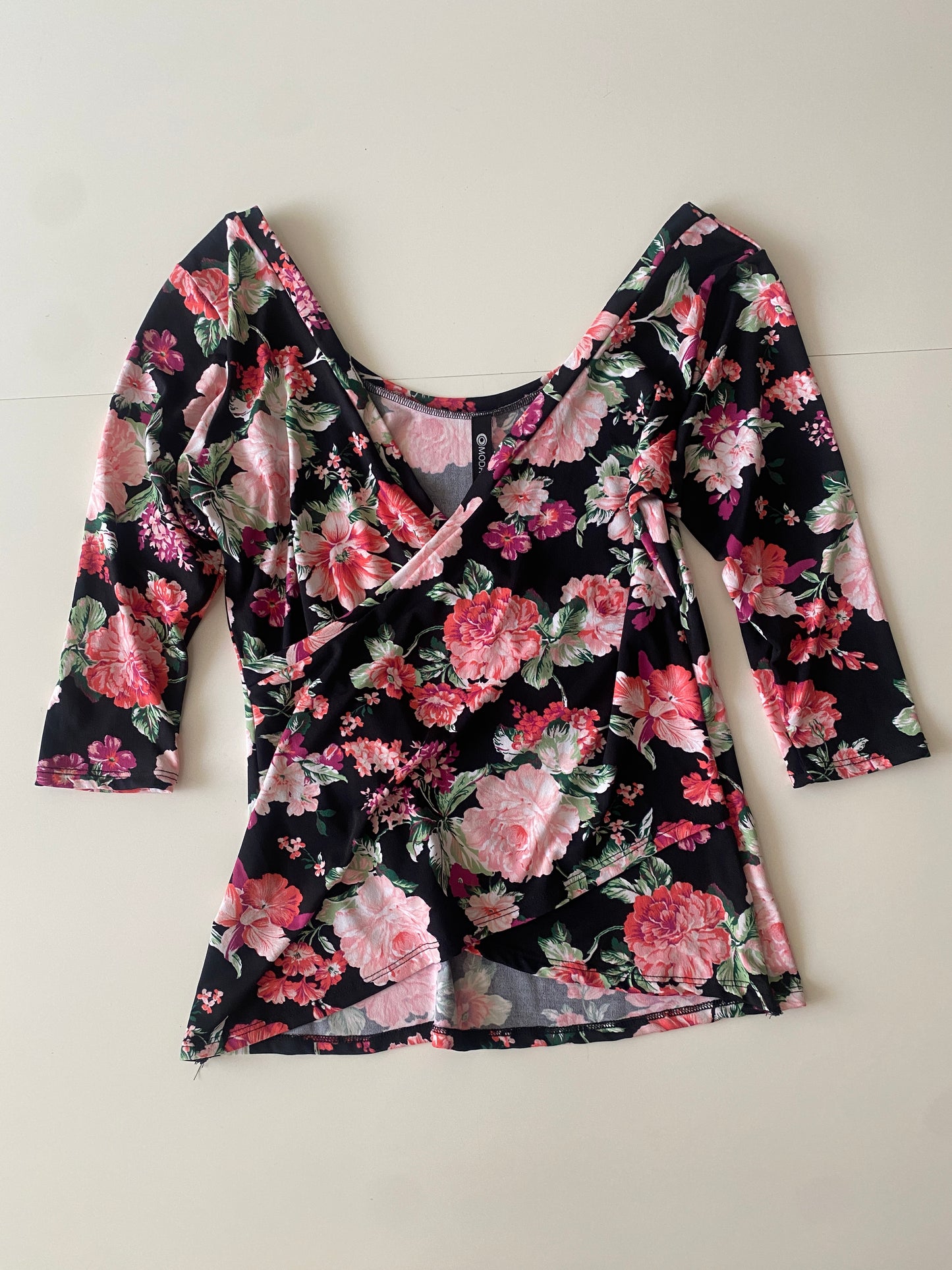 Blusa cruzada stretch, Talla M, Mujer