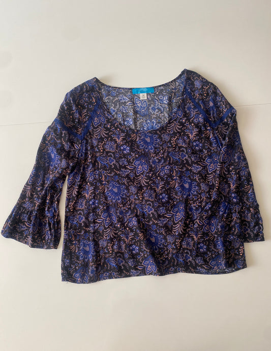 Blusa estampada azul, Talla M, Mujer