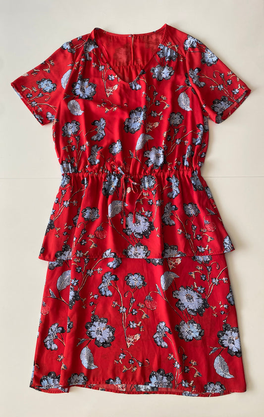 Vestido rojo estampado, Talla XL, Mujer