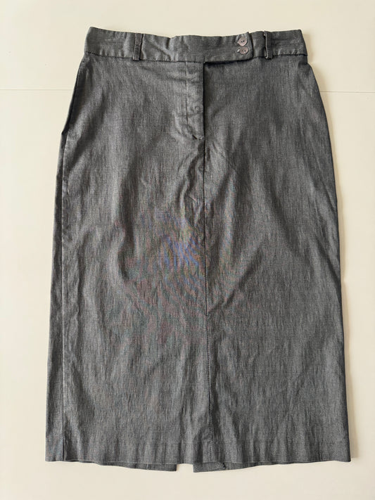 Falda gris satinada, Talla S, Mujer