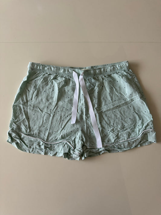 Shorts de pijamas verdes con lunares, Talla L, Weekend essentials, Mujer
